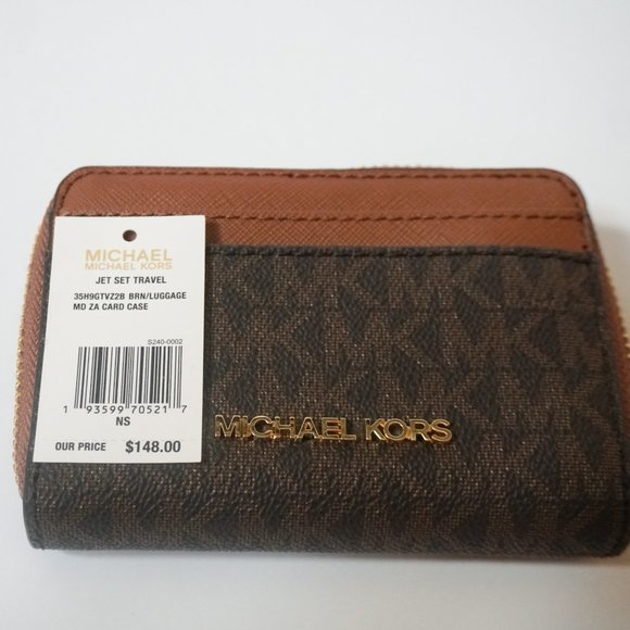 Michael Kors Jet Set Card Case Wallet MK Brown - Picture 6 of 8